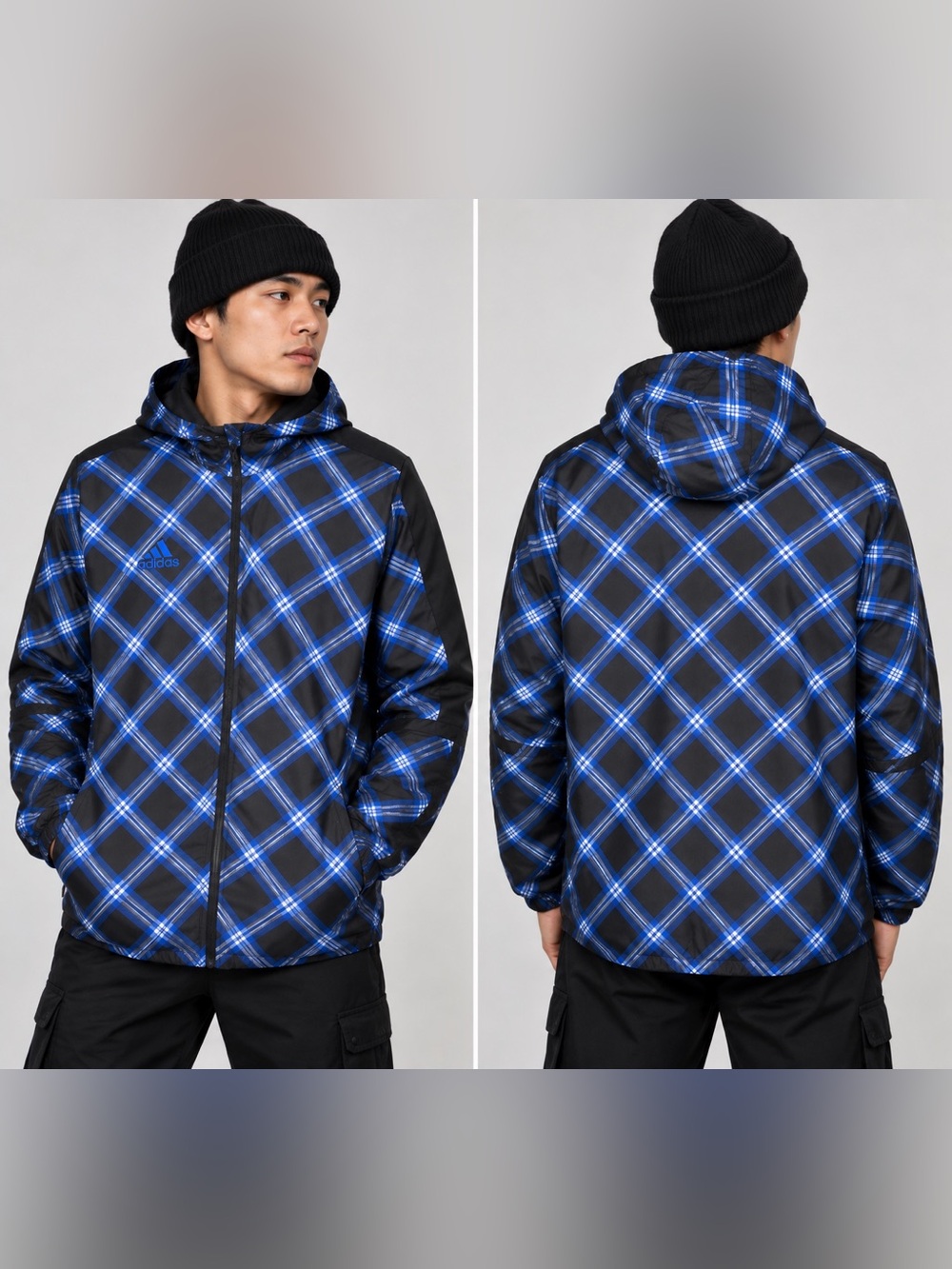 Adidas Men's Tiro Winterized Plaid Windbreaker Jacket -